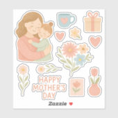 Süße Mama- Tochter Sticker- zum Muttertag- Blumen Sticker (Vel)