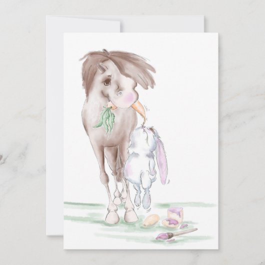 Süsse Osterkarte mit Pferd und Hase Kaart (Voorkant)