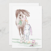 Süsse Osterkarte mit Pferd und Hase Kaart (Voorkant / Achterkant)