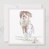 Süsse Pferd und Hase Osterkarte mit Couvert Feestdagenkaart (Voorkant)