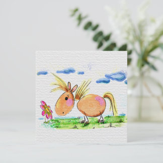 Süsse Pferdekarte, Pferde Aquarell Illustration Feestdagenkaart