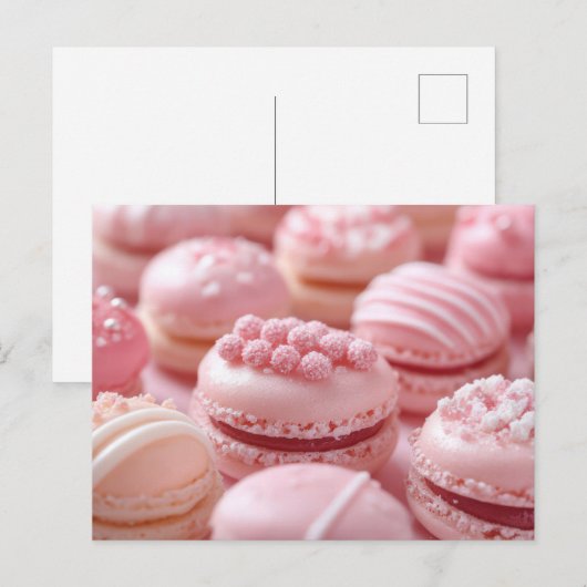 Süße pinke Macarones Valentinstag Briefkaart (Voorkant / Achterkant)