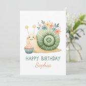 Süße Schnecke mit Cupcake- Happy Birthday Kaart (Staand voorkant)