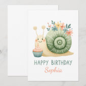 Süße Schnecke mit Cupcake- Happy Birthday Kaart (Voorkant / Achterkant)
