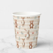 Süße Waldtiere- Aquarell- Muster- beige Papieren Bekers (Rechts)