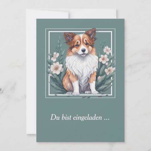 Süßer Collie umringt von Blumen -  Kaart (Voorkant)