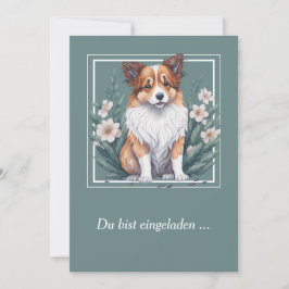 Süßer Collie umringt von Blumen -  Kaart