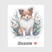 Süßer Collie umringt von Blumen -  Sticker (Vel)