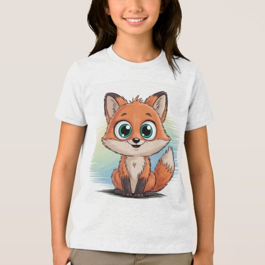 Süßer Fuchs Cartoon | Niedliche Tier Illustration  Tri-Blend Shirt (Voorkant)