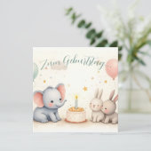 Süßer Geburtstagsgruß mit Tierfreunden (Staand voorkant)