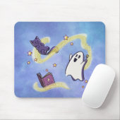 Süßer Geist und Katze beim Zaubern auf Mousepad Muismat (Met muis)