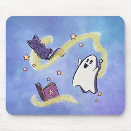 Süßer Geist und Katze beim Zaubern auf Mousepad Muismat