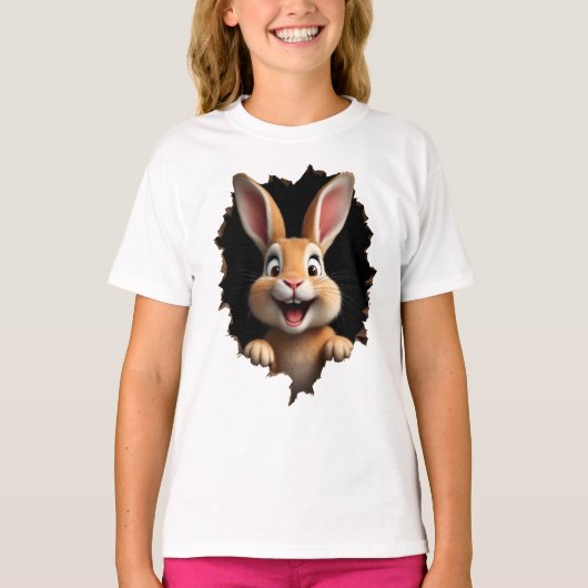 Süßer Hase guckt durch Loch - Osterhase T-shirt (Voorkant)