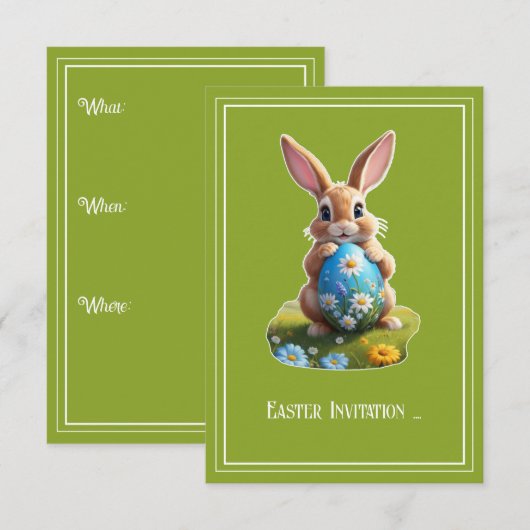 Süßer Osterhase mit einem Osterei -  Kaart (Voorkant / Achterkant)