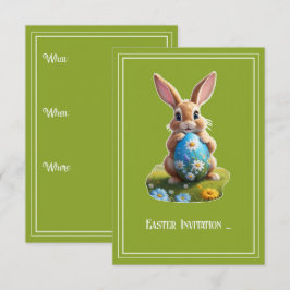 Süßer Osterhase mit einem Osterei -  Kaart