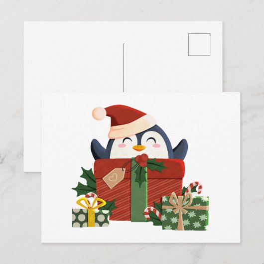 Süßer Pinguin wünscht frohe Weihnachten Briefkaart (Voorkant / Achterkant)