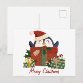 Süßer Pinguin wünscht frohe Weihnachten Feestdagenkaart (Voorkant / Achterkant)
