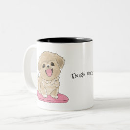 Süßer Tibetan Spaniel Hund mit Namen option  Tweekleurige Koffiemok
