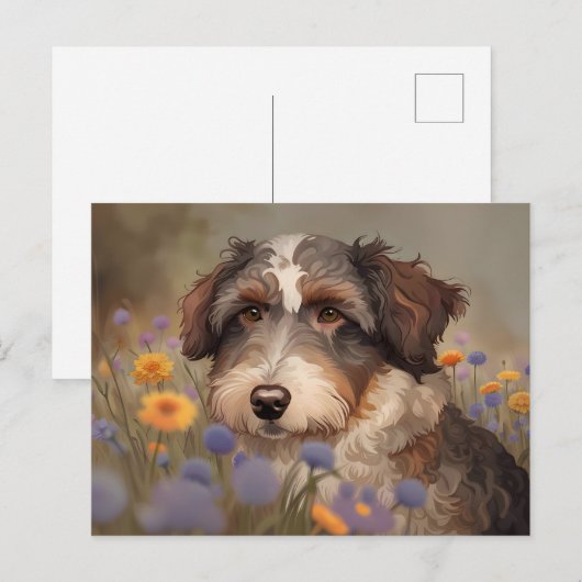 Süßes Aussiedoodle Portrait Briefkaart (Voorkant / Achterkant)