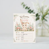 Süßes Baby Hasen Design mit Geburtsdaten Feldern Briefkaart (Staand voorkant)