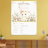 Süßes Baby Hasen Design mit Geburtsdaten Feldern Canvas Afdruk (Insitu (Woonkamer))