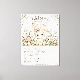 Süßes Baby Hasen Design mit Geburtsdaten Feldern Canvas Afdruk