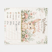 Süßes Baby Hasen Design mit Geburtsdaten Feldern Fleece Deken (Voorkant (Horizontaal))