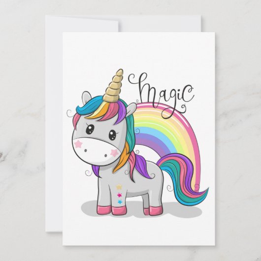 Süßes Einhorn Unicorn mit großen Augen Kaart (Voorkant)