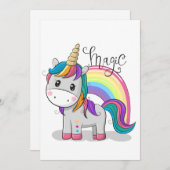 Süßes Einhorn Unicorn mit großen Augen Kaart (Voorkant / Achterkant)