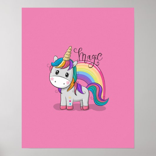 Süßes Einhorn Unicorn mit großen Augen Poster (Voorkant)