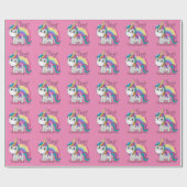 Süßes Einhorn Unicorn mit großen Augen rosa Cadeaupapier (Vlak)