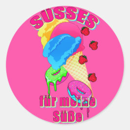 SÜSSES für meine Süße Eis Eiscreme Donut Erdbeeren Ronde Sticker