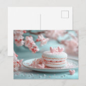 Süßes Macaron mit Herzen Valentinstag Briefkaart (Voorkant / Achterkant)