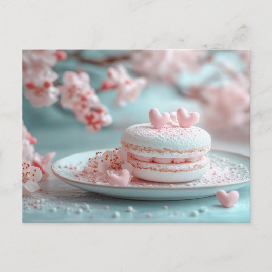 Süßes Macaron mit Herzen Valentinstag Briefkaart (Voorkant)