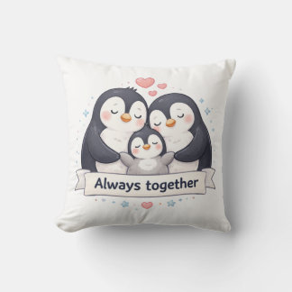 Süßes Pinguinfamilie Dekokissen - Always Together Kussen