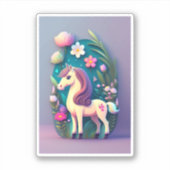 Süßes Pony mit Blumenhintergrund -  Sticker (Voorkant)