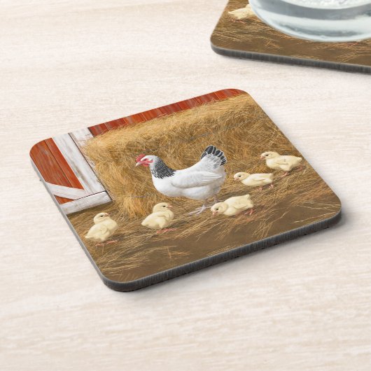 Sussex Chicken Mama Hen en Chicken Chicken Bier Onderzetter (Linkerzijde)