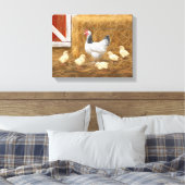 Sussex Chicken Mama Hen en Chicken Chicken Canvas Afdruk (Insitu (Slaapkamer))