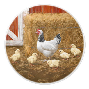 Sussex Chicken Mama Hen en Chicken Chicken Keramische Knop