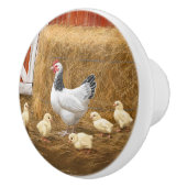 Sussex Chicken Mama Hen en Chicken Chicken Keramische Knop (Rechts)