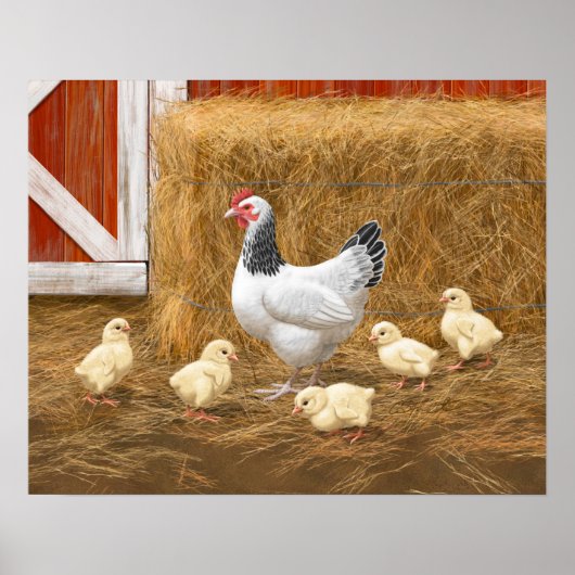 Sussex Chicken Mama Hen en Chicken Chicken Poster (Voorkant)