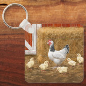 Sussex Chicken Mama Hen en Chicken Chicken Sleutelhanger (Voorkant)