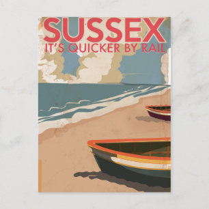 Sussex, Engeland,  locomotief reisposter Briefkaart