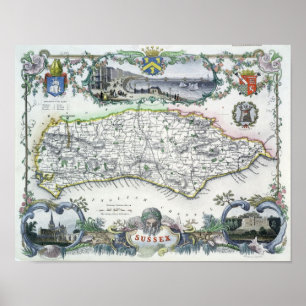 Sussex, gegraveerd door W. Schmolinger Poster