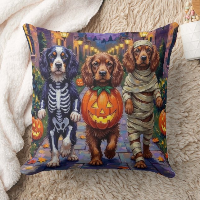 Sussex Spaniel Dogs in Halloween Costumes Kussen (Deken)