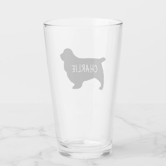 Sussex Spaniel Hond Silhouet Gepersonaliseerd Glas (Achterkant)