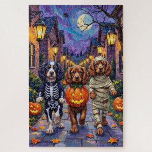Sussex Spaniel honden in Halloween kostuums Legpuzzel
