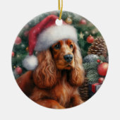 Sussex Spaniel Hondenkerst Waterverf Keramisch Ornament (Voorkant)