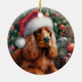 Sussex Spaniel Hondenkerst Waterverf Keramisch Ornament (Achterkant)