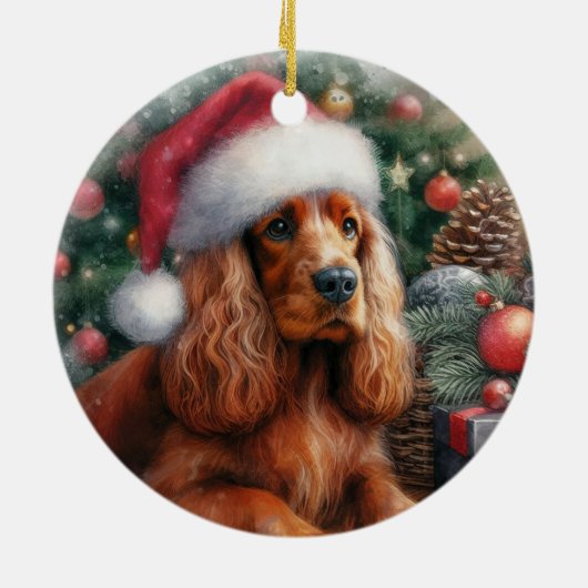 Sussex Spaniel Hondenkerst Waterverf Keramisch Ornament (Achterkant)